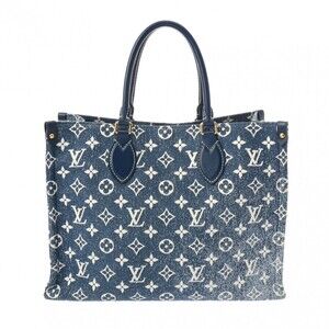 Louis Vuitton Monogram On the Go Tote Bag Marine Jacquard Denim Handbag